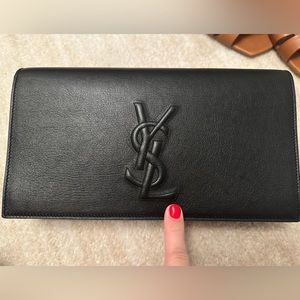 Ysl black leather clutch